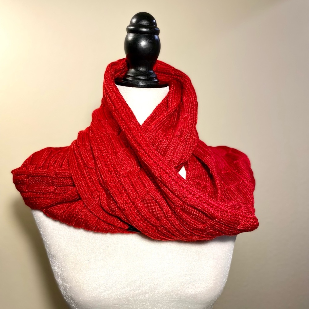 Calvin Klein Infinity Knit Scarf Red